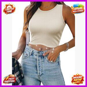 Sparkly Fringe Crop Tank Top Western Y2K Sleeveless Glitter Tassel